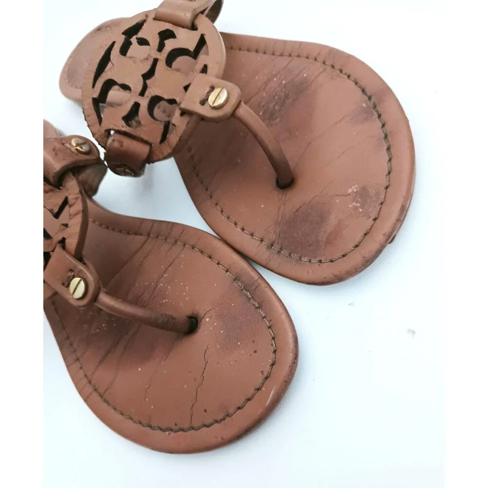 Tory Burch Miller Thong Sandals Brown Leather US 8.5M